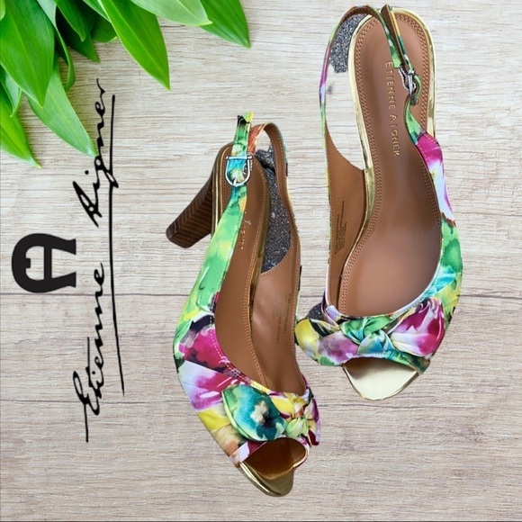 Etienne Aigner Shoes - Etienne Aigner Floral Darla Chunky heal Slingback🩴